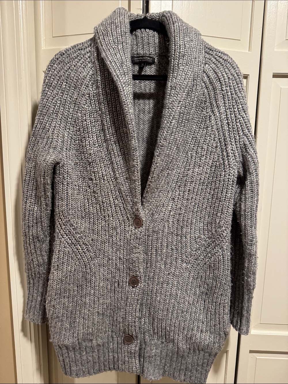 Banana Republic Gray Shawl-Collar Knit Cardigan
